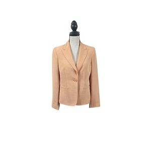 Anne Klein 2 VTG Suit Women Size 8 Peach Single Button Blazer Flared Skirt Set